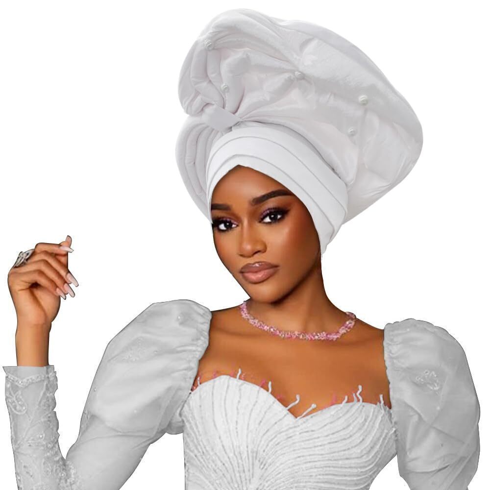 7464 Traditional African Head Wrap, Auto Gele Style, Wedding Party Head